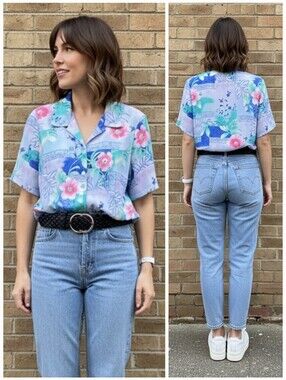 Alia 10 Vintage 90s Retro Artsy Dopamine Eclectic Grandma Button Down Shirt